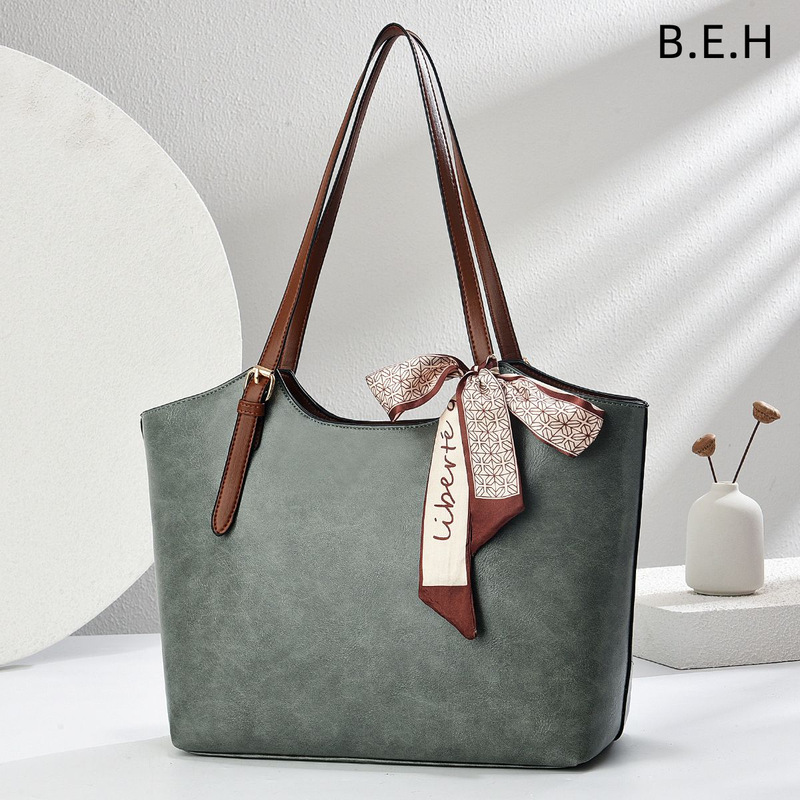 New Style Tote Bag, Retro Oil Leather Women's Simple Textured Shoulder Bag, Practical Commuter Underarm Bag Behtotebag
