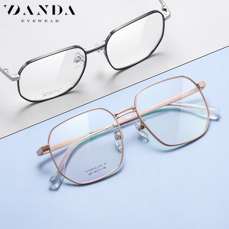 Nuevo marco de los vidrios de titanio puro de los hombres YJ2027 moda gafas de miopía marco de las mujeres chapado IP ultra-ligero gafas de titanio puro marco