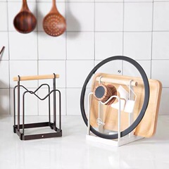 日派鍋蓋架鐵藝菜板架砧板收納架家用免打孔廚房用品整理置物架