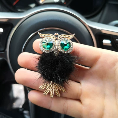 Car Perfume Aromatherapy: clip air outlet car decoration - black-fur-ball-owl