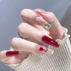 White-Enhancing Gentle temperament breeze rose shimmer long nail beauty nail remover wear nail false nail set wholesale