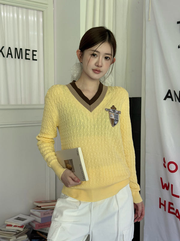 ME KAKAMEE十三行秋季美式气质V领修身显瘦百搭针织毛衣女 A2859|undefined