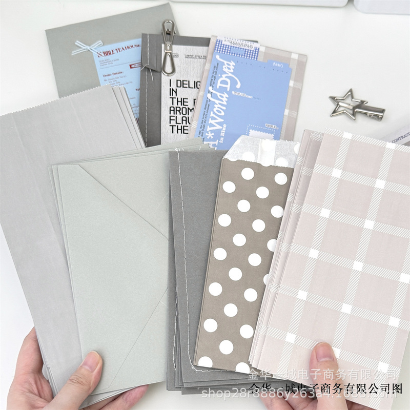 高颜值灰色包装袋合集出货打包材料自封袋礼品袋信封波点格纹纸袋|undefined