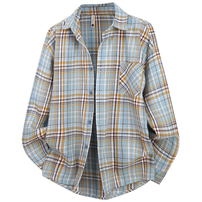 Japanese Retro Plaid Shirt for Men, New Spring and Autumn Style, Loose Fit, Slimming, Simple, Versatile, Casual Long-Sleeve Shirt Jacket Japanese Retro Plaid Shirt for Men, New Spring and Autumn Style, Loose Fit, Slimming, Simple, Versatile, Casual Long-Sleeve Shirt Jacket