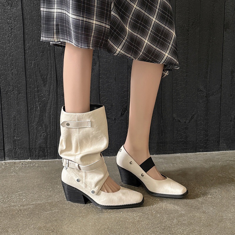 Zijin~Sweet and Spicy Girl~26 Spring/Summer New Detachable Cool Boots Stylish Fashion Square-Toe Fashion Shoes for Women~ Zijin~Sweet and Spicy Girl~26 Spring/Summer New Detachable Cool Boots Stylish Fashion Square-Toe Fashion Shoes for Women~