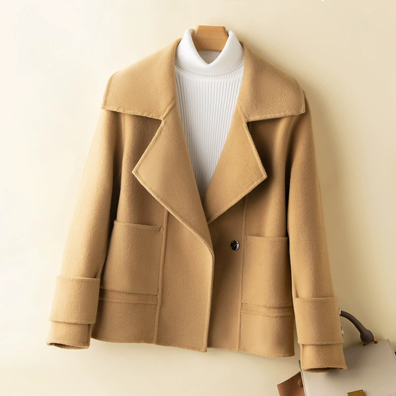 Осенне-Зимний новый женский шерстяной твидовый короткий пиджак в стиле Шанель, маленькое двустороннее шерстяное пальто