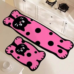アニメの波点子猫珪藻泥吸水吸油汚れに強い台所マット2点セットベランダ入戸口マット