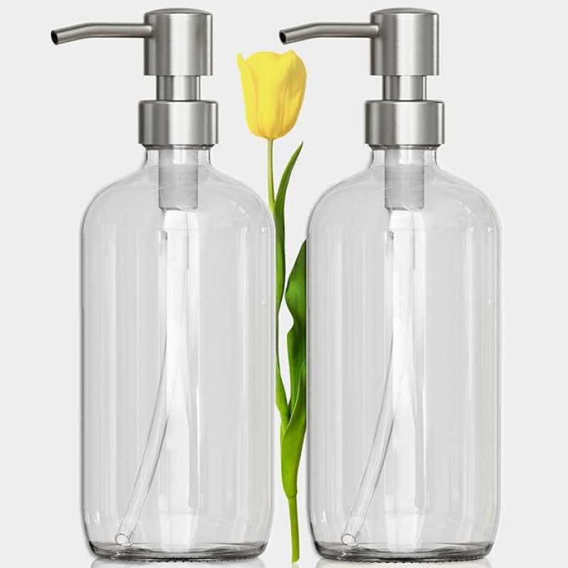 500ml + cabeza de acero inoxidable plateado (1 juego); Transparencia; vidrio
