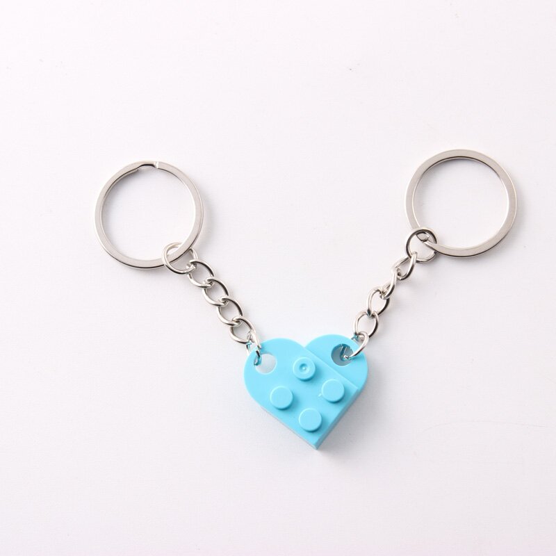 Dos en uno bloques de construcción de amor llavero pareja desmontable llavero amistad afecto en forma de corazón Qixi pequeño regalo