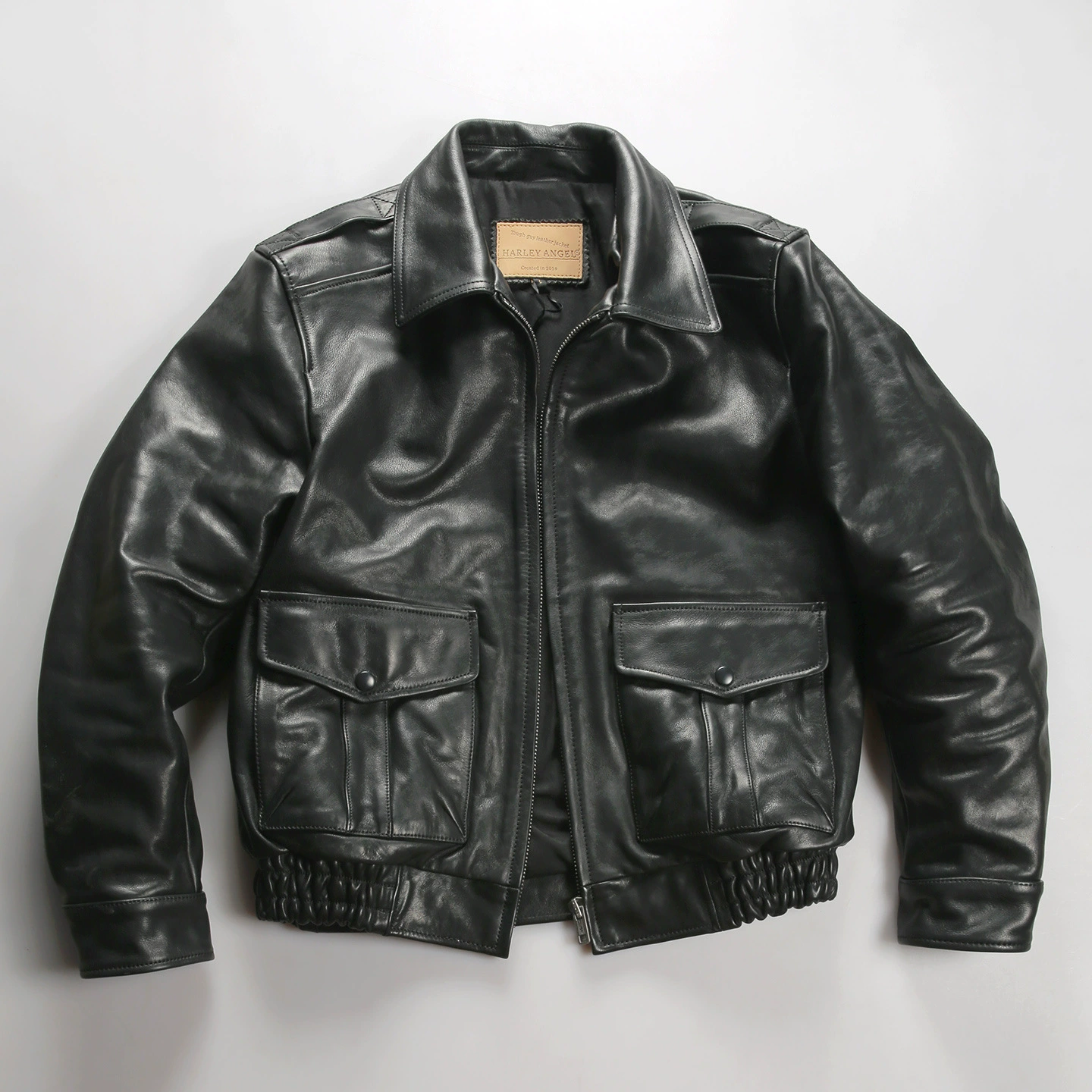 Autumn short leather jacket for leisure, genuine leather
