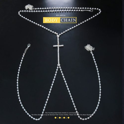 Cross-border new accessories Simple cross chest chain European and American fashion chain chest chain body chain