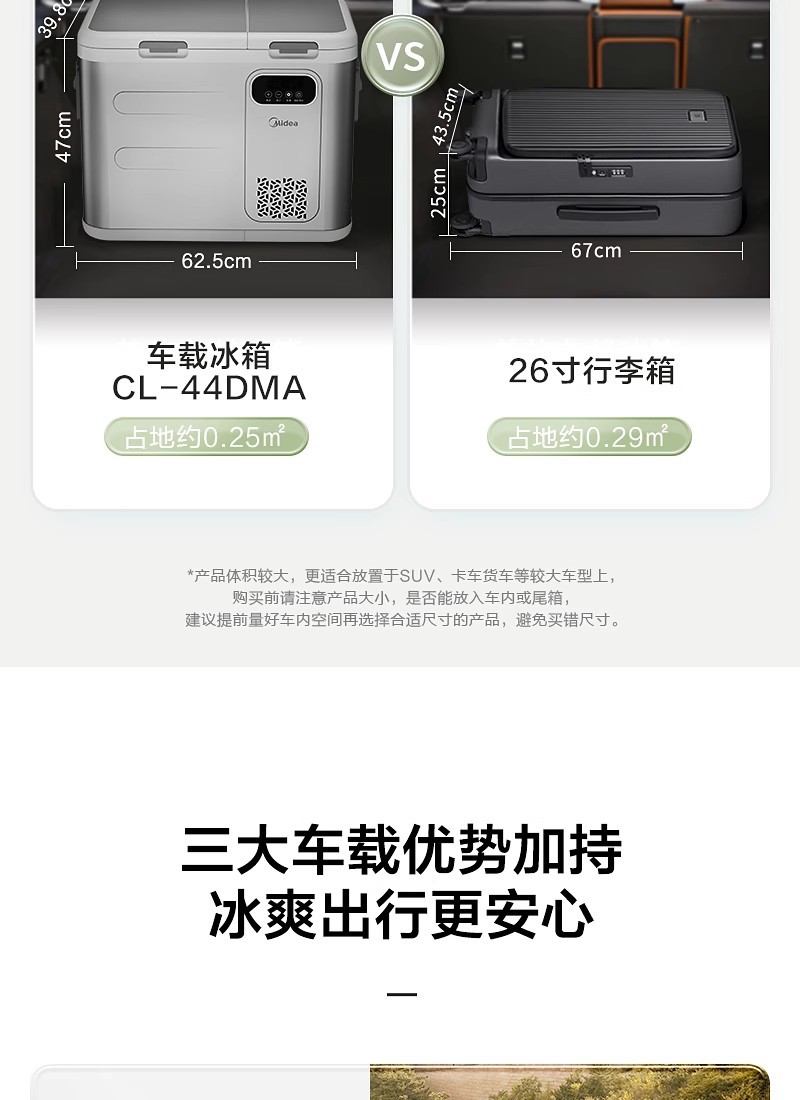 Midea Car Refrigerator 12V/24V Car Home Dual-Purpose Refrigeration and Refrigeration Car Large Truck Refrigerator Cl-44Dma