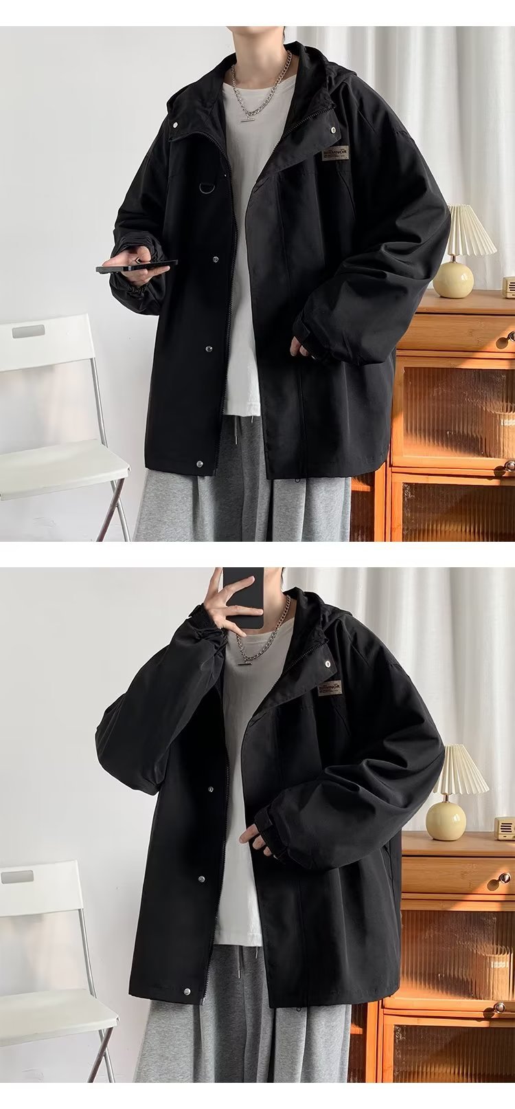 ​​Urban Functional Jacket For Men - Hong Kong-Inspired Streetwear Coat, Korean Trendy Loose Fit Workwear, Spring & Autumn Casual Outerwear​​_viptrois.com