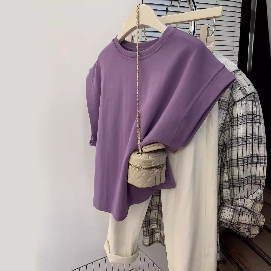 Purple summer short sleeve T-shirt