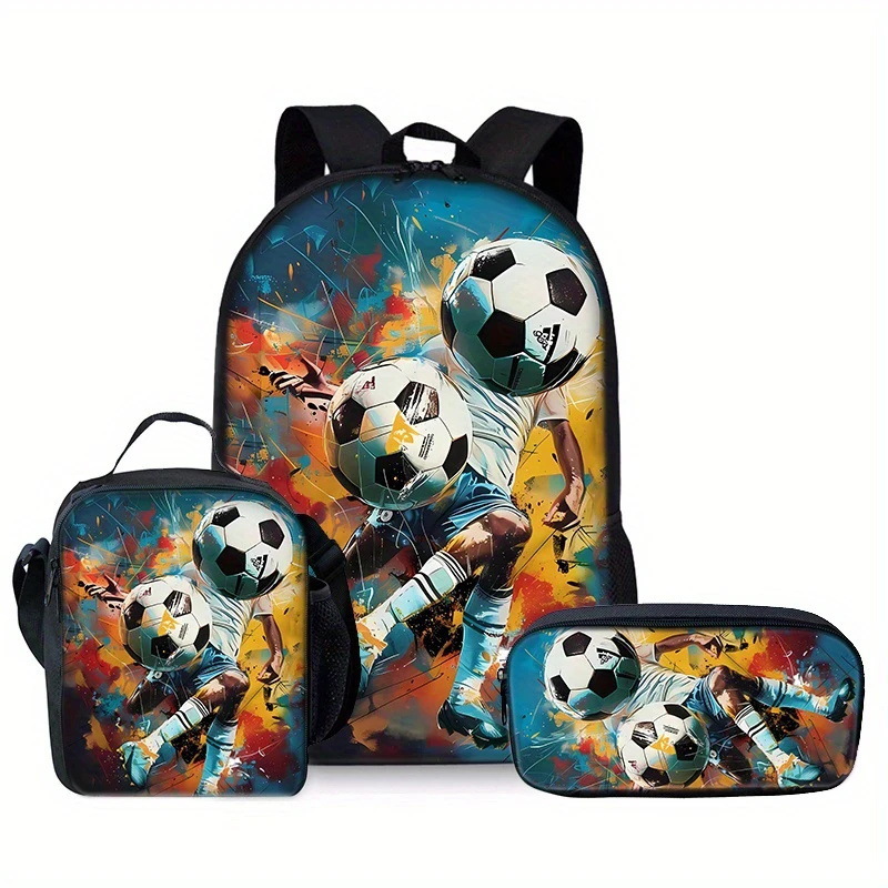 Mochila impresa de venta caliente transfronteriza, mochila escolar para estudiantes de primaria y secundaria, mochila de gran capacidad, bolso, estuche para lápices, juego de tres piezas