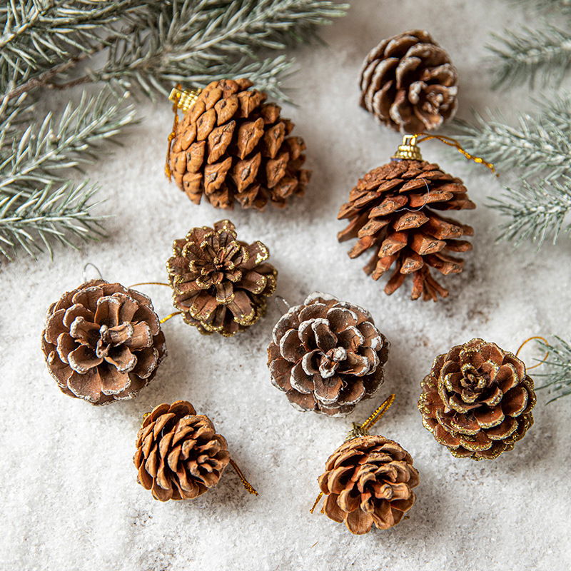 Decoraciones navideñas de piñas, adornos para árboles de Navidad, decoraciones navideñas, adornos colgantes, flores secas al por mayor