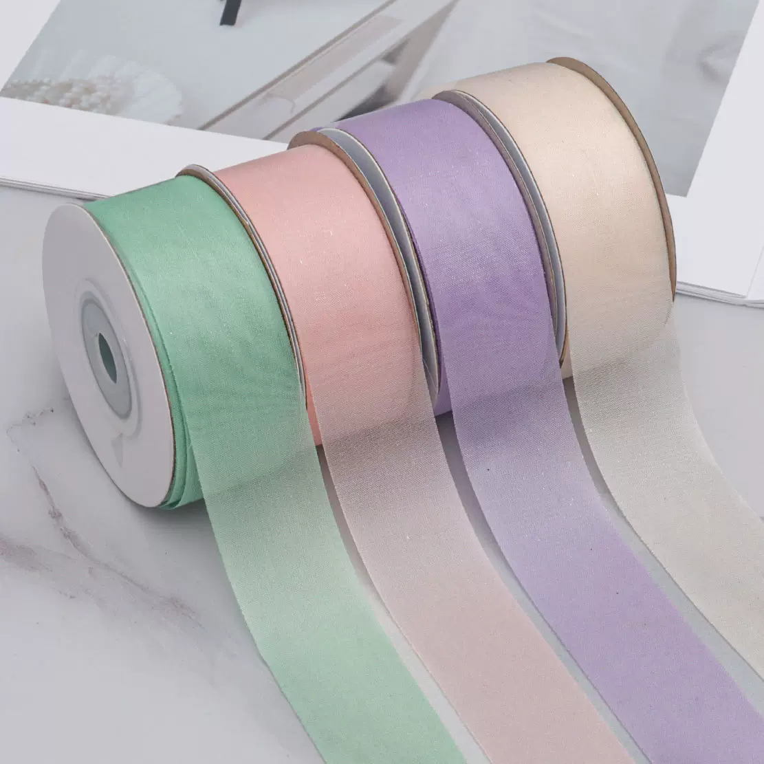 彩色真丝牛奶丝带半透明雪纺纱绸带鲜花礼品包装蝴蝶结发饰品材料