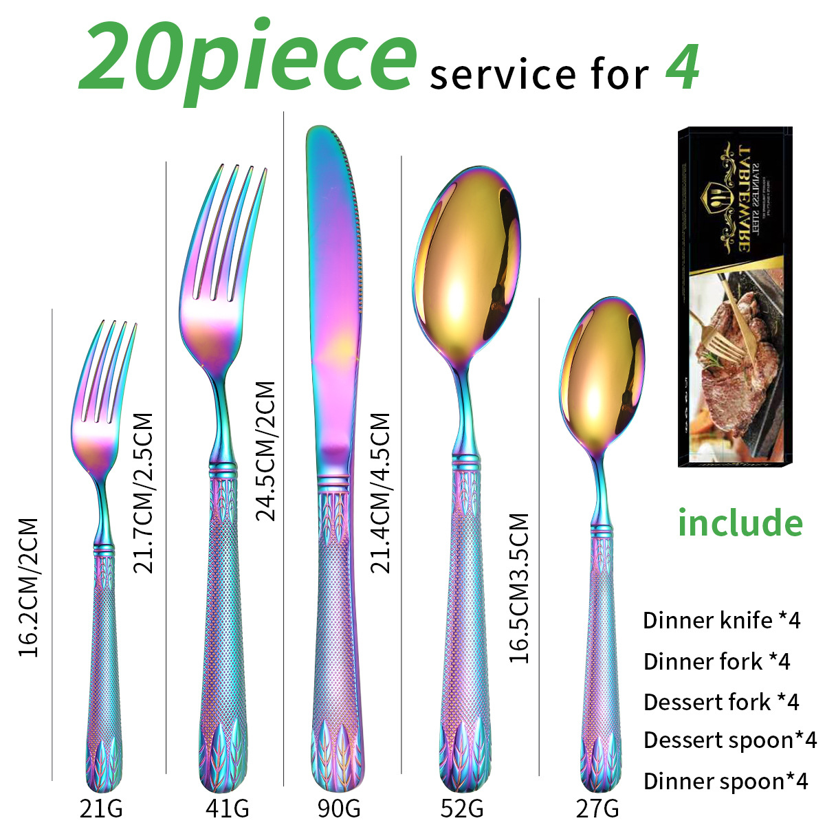 색상 20 조각 세트/4 명