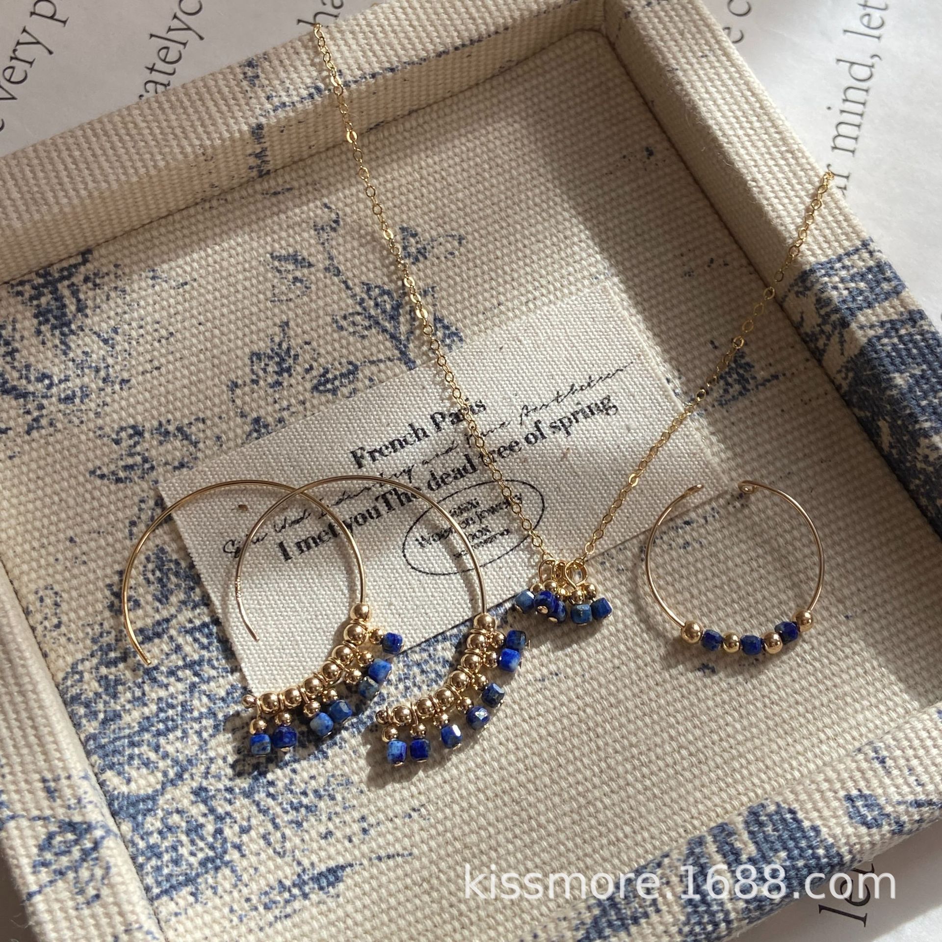 琛墨设计师款复古氛围感青金石手工流苏跨境欧美民族风项链颈链女