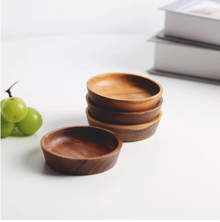 Creative Small Dish Mini Hamster snack plate Wooden Small Dish Dish Shabu Pot Spicy Hot Seasoning Dish Solid Wood Mug Coaster