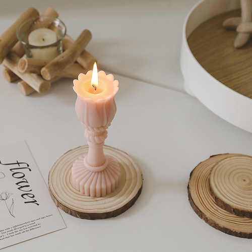 Wholesale aromatherapy candle tray wooden simple ins style decorative small ornaments round candle base