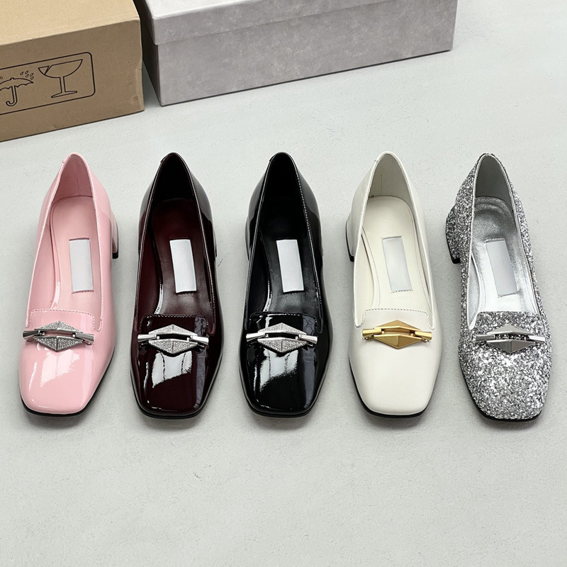 Available for Cabinet Supply! French Princess Shoes~Jc Classy Fashion Flats Square Toe Shallow Mouth Low Heel Glitter Work Shoes