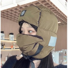 D日系機能ダウン綿雷鋒帽女性冬防寒マスク耳保護スキー帽防風自転車帽戸