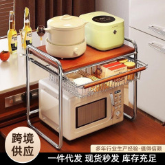 キッチン電子レンジ収納ラック卸売家庭用デスクトップ収納ラックアンティークスタイルカウンタートップオーブン収納ラック