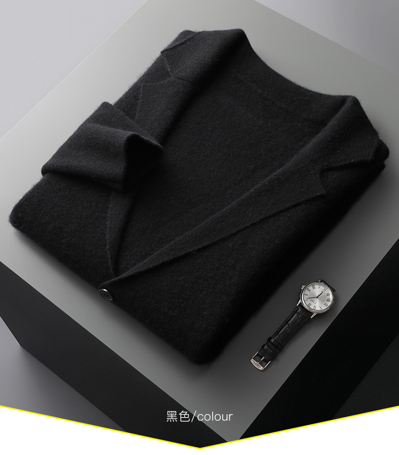 Lana de punto chaqueta los hombres moda casual negocios pequeño traje externo grueso suéter cardigan más tamaño suelta top