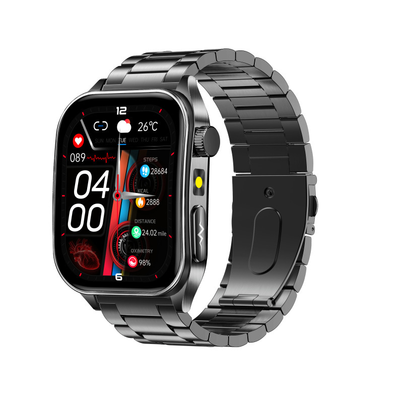 E810(Healthwear) Dual-Probe Laser Health Ecg Uric Acid Blood Lipid Hrv Bluetooth Call Smart Watch