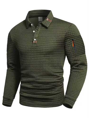 Ecode Men's Spring and Autumn Patchwork Checkered Fashion Men's Casual Sports POLO Shirt