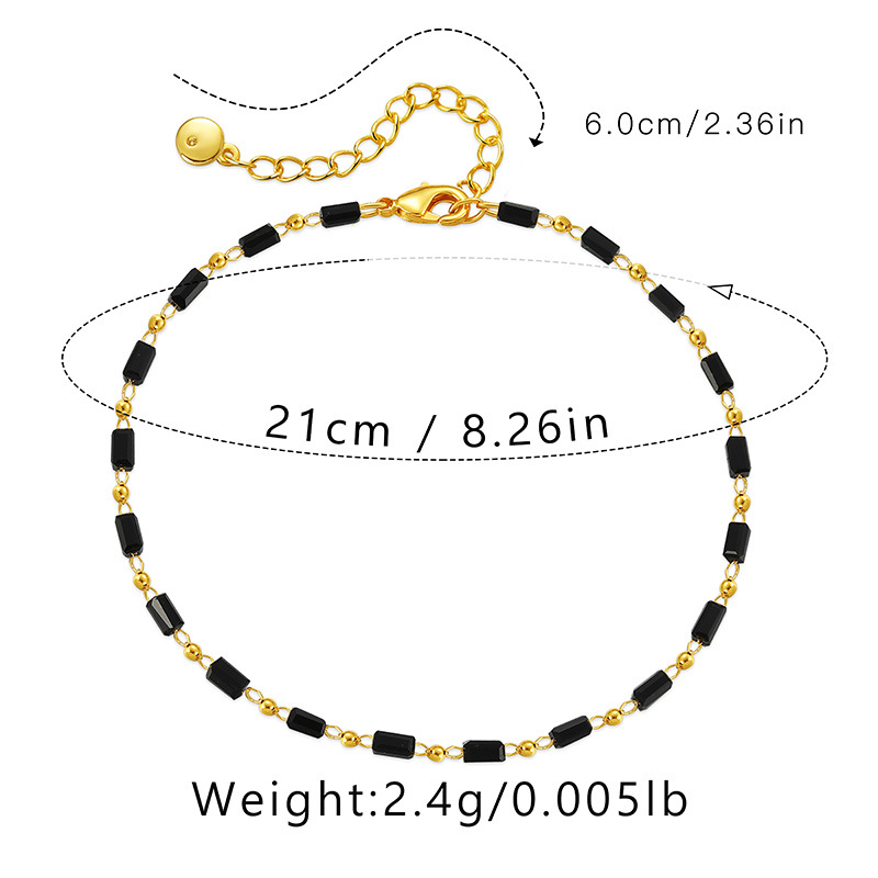 Fashion Geometric Copper Inlay Artificial Gemstones 18K Gold Plated Womenu0027S Anklet