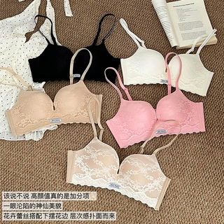 浪漫闪钻肩带内衣直播代发厚小胸聚拢手掌杯深V性感文胸外贸跨境