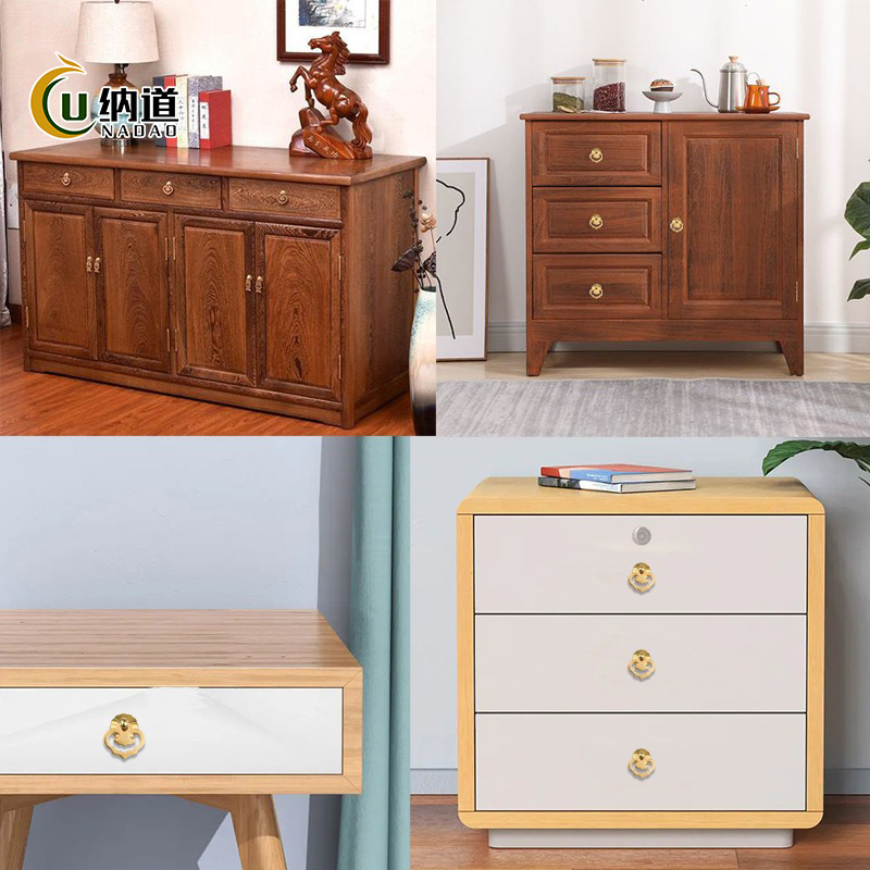 New Chinese style retro cabinet handle brass single hole furniture brass handle hardware drawer wardrobe door handle