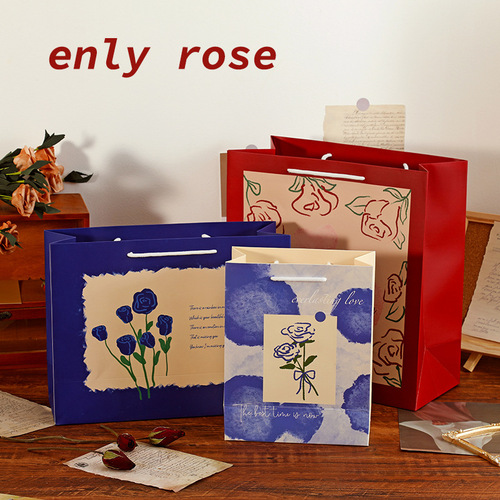 MOKA Rose Gift Bag Tote Bag Large Capacity Gift Bag, Instagram High-End Aesthetic Durable Outdoor Bag for Wholesale