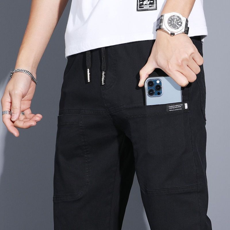 Pantalones casuales transfronterizos de primavera y otoño para hombres 2025, nuevos pantalones rectos elásticos de cintura larga sueltos, ropa de negocios de tendencia para hombres