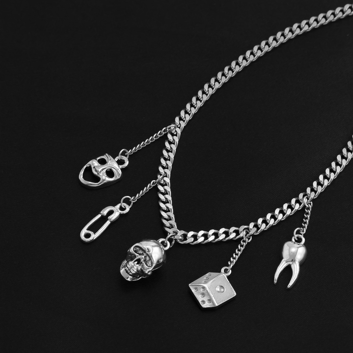 Punk Grappig Gezicht Schedel Koppel Ketting Zoete Coole Mix Kubus Hip Hop Hanger_voghion.com