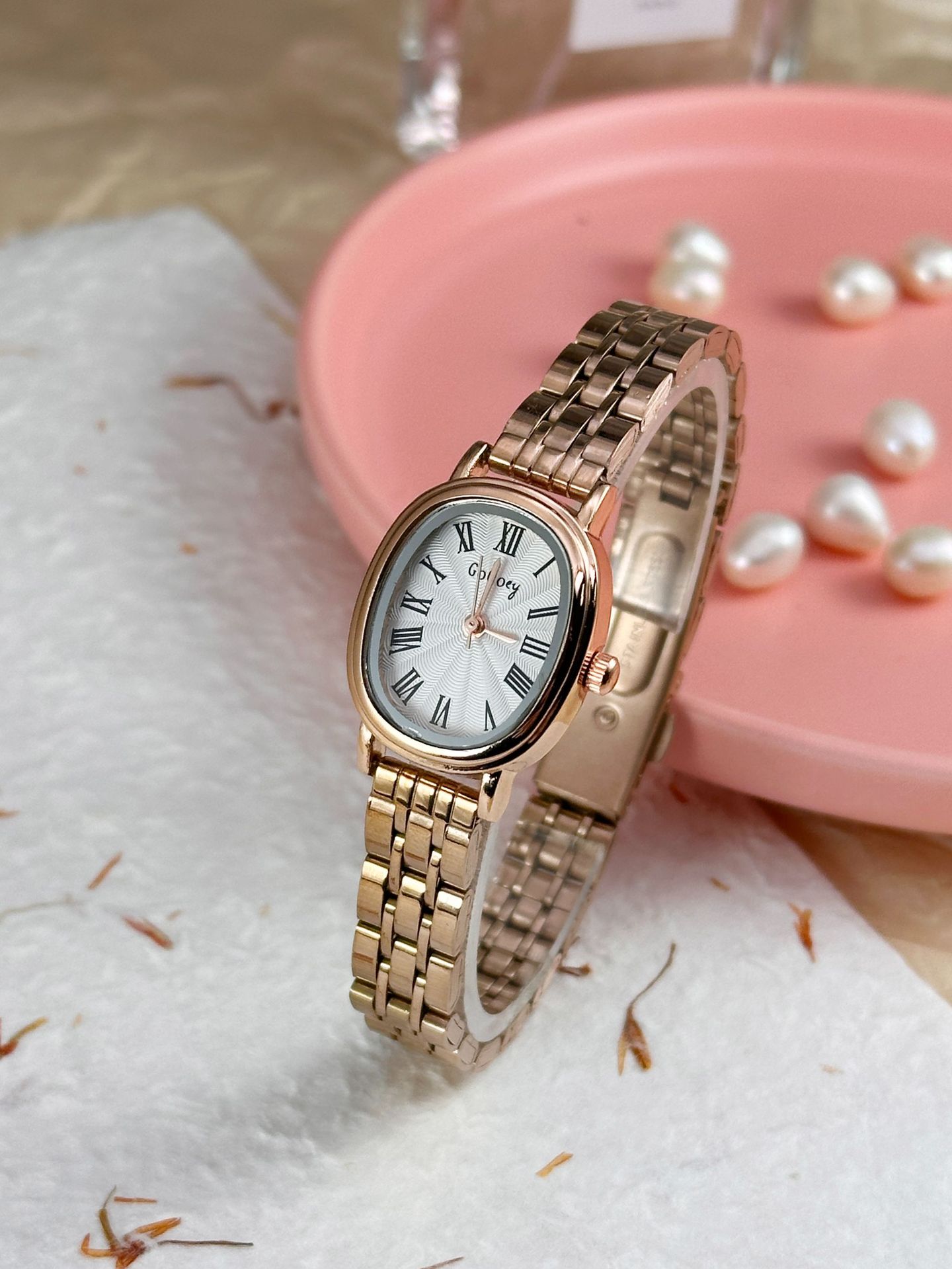 50g Weight Ordinary Glass Mirror Material Stainless Steel Strap Material Watch Classification Pointer Display Type Folding Buckle Buckle Style Round Dial Shape Casual, Holiday Occasion Quartz Movement Solid Color Pattern All Seasons Season Women's Gender Casual Style Casual Solid Color Other Printing (Printing) Quartz Watch 6