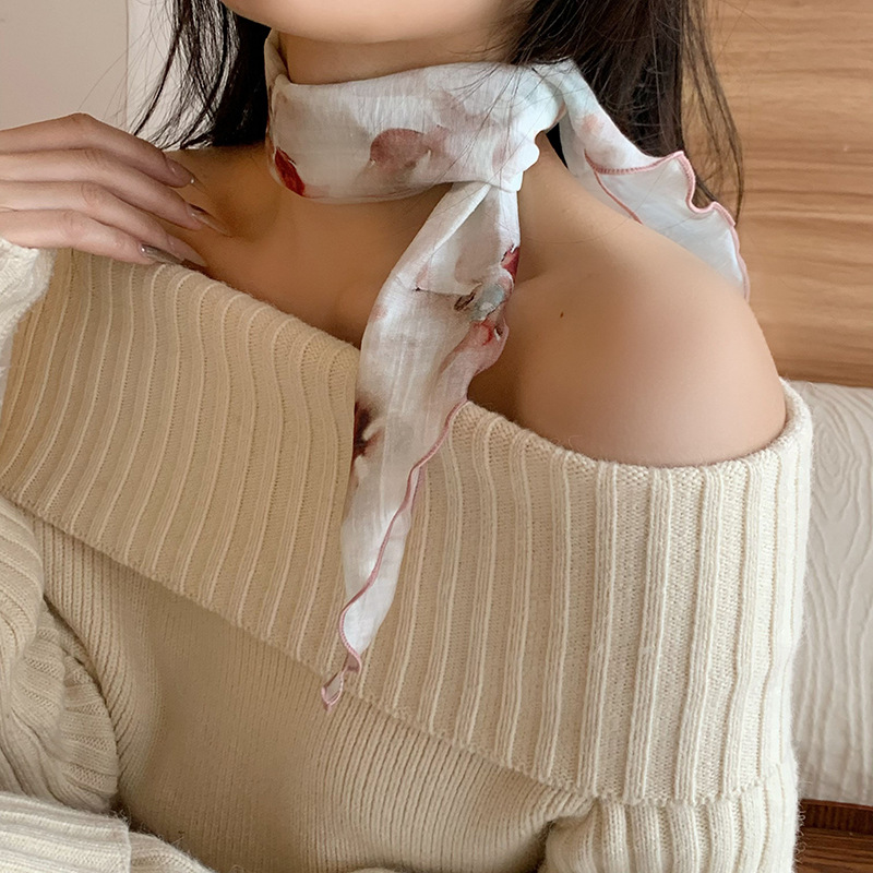 Bufanda triangular, babero, moda femenina, verano, protector solar, pañuelo, pañuelo, estilo antiguo, cinturón para el cabello, protección para el cuello, bufanda de seda pequeña al por mayor