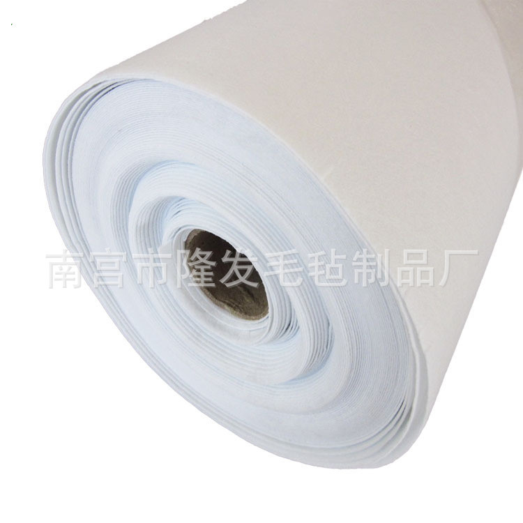 4mm白色毛毡针棉 吸水针刺棉毡 无纺纤维过滤棉 圆形吸液棉片棉块