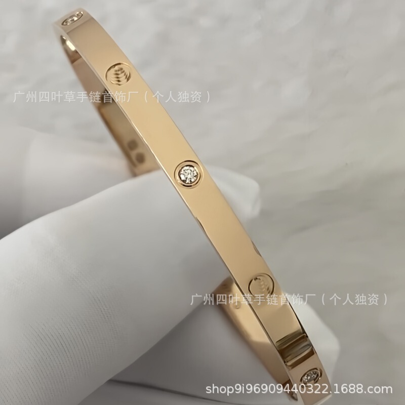 ハイバージョン Kajia LOVE ナローバージョン カスミソウ ブレスレット レディース V ゴールド厚メッキ 18K ローズゴールド フルダイヤモンド カップル ブレスレット 男女兼用|undefined