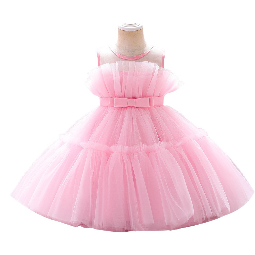 European and American Amazon New Flower Girl Princess Dress Mesh Puffy Dress Piano Performance Dress Little Girl Children's Dress