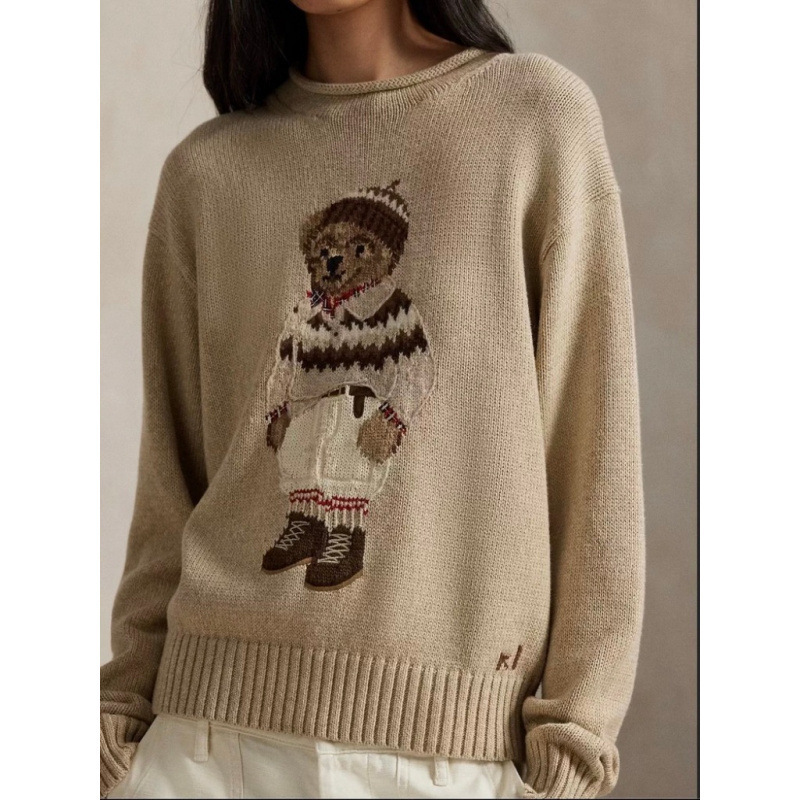 In-Stock High-Quality/Scanable Qr Code Rl25 Autumn/Winter Cotton American-Style Casual Bear Crew Neck Pullover Knit Sweater In-Stock High-Quality/Scanable Qr Code Rl25 Autumn/Winter Cotton American-Style Casual Bear Crew Neck Pullover Knit Sweater