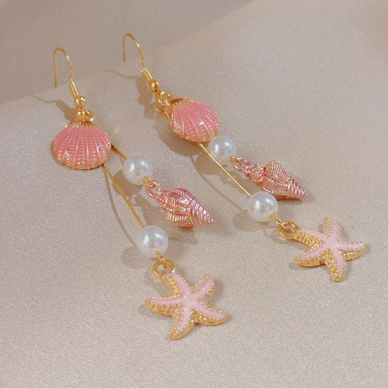 Orecchini a conchiglia bohémien pink girly stile y2k donna_voghion.com