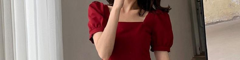 帮手描述图：2022夏季新款复古赫本风小黑裙胖妹妹收腰显瘦方