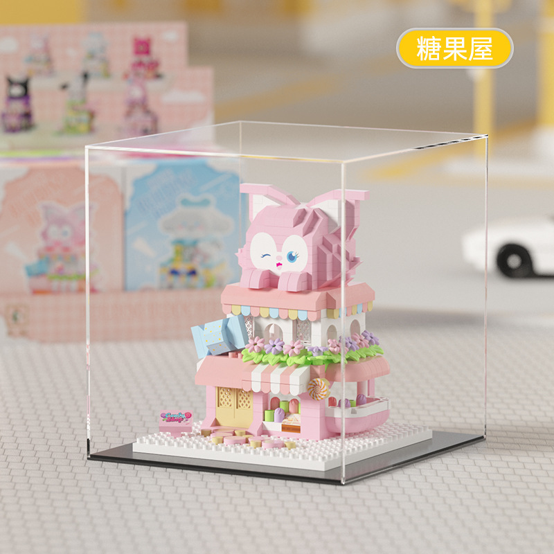 Compatible Le Strawberry Bear High Cartoon Doll Building Street View Blocks Jugues de puzzle para niños Decoraciones Regalos para chicas