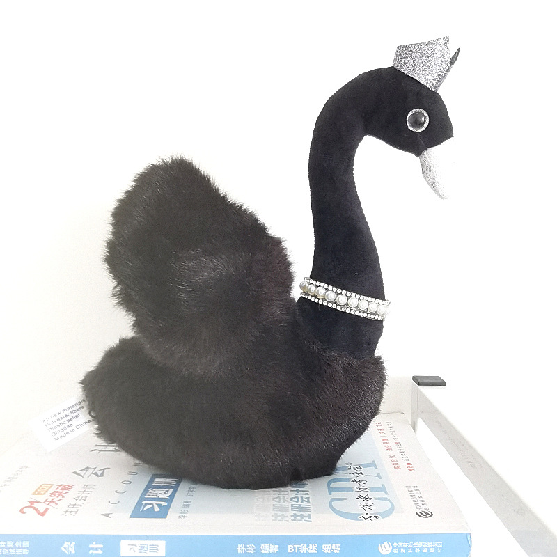 Nuevo negro Cisne peluche lindo corona blanco Cisne muñeca decoración muñeca regalo femenino al por mayor