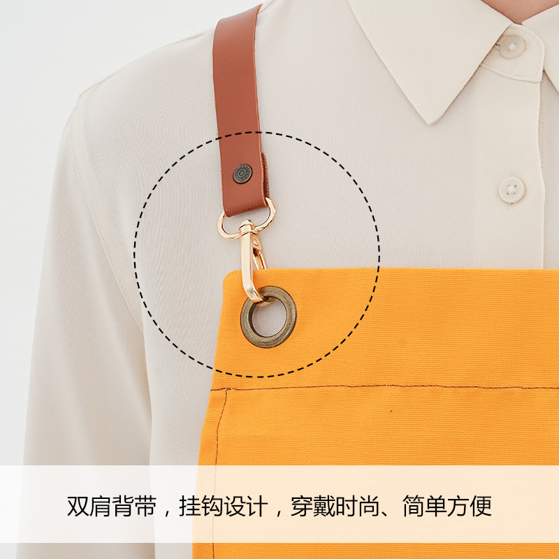 Delantal de lona transfronterizo logotipo personalizado restaurante hornear manicura ropa de trabajo leche tienda de té cafetería delantal al por mayor