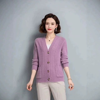 开衫毛衣女2026新款爆款春秋冬羊毛衣中年妈妈羊毛针织衫外套上衣