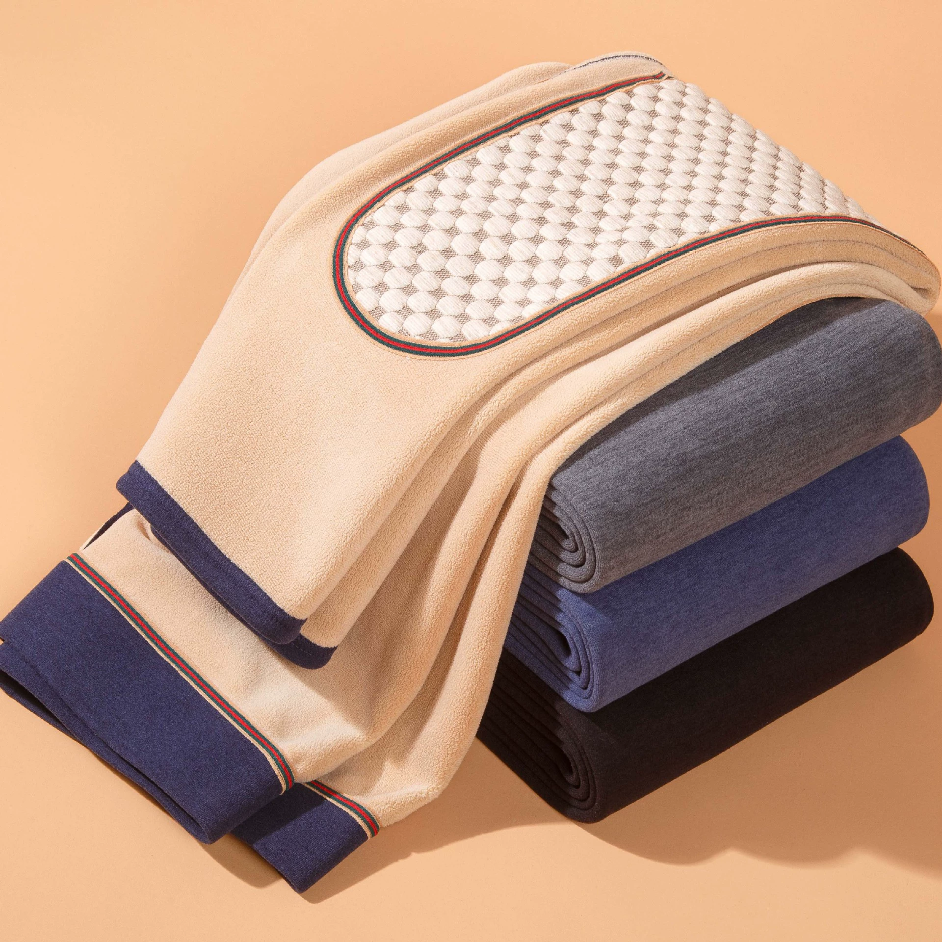 【Графеновые наколенники】Мужские штаны из верблюжьей шерсти для осени и зимы, термоштаны с дополнительным флисом, утолщенные, с эффектом генерации тепла, морозостойкие, с высокой талией, длинные штаны